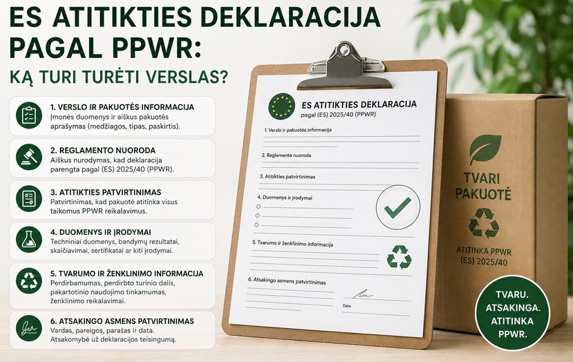 ES atitikties deklaracija pagal PPWR